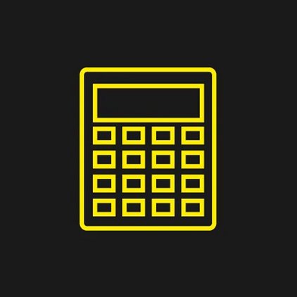 Ícone de uma calculadora amarela sobre fundo preto